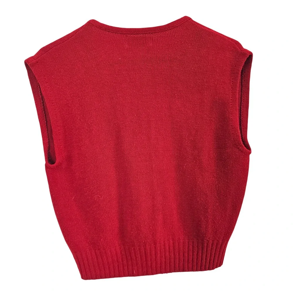 Alicia Vintage Red Knit 2 Piece Set V-Neck‎ Sweater Vest and Midi Skirt Small